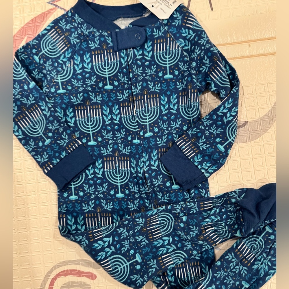 Target Wondershop 6-9 Mo Baby Hanukkah Footie Sleep & Play Menorah Pajamas
